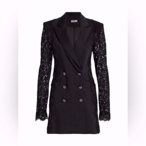 Ramy Brook Shay Lace Sleeve Mini Dress Black 8 NWT Blazer Tuxedo